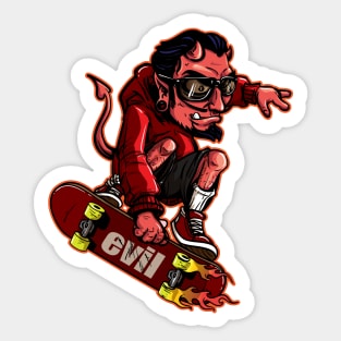 Devil Skateboarder Sticker